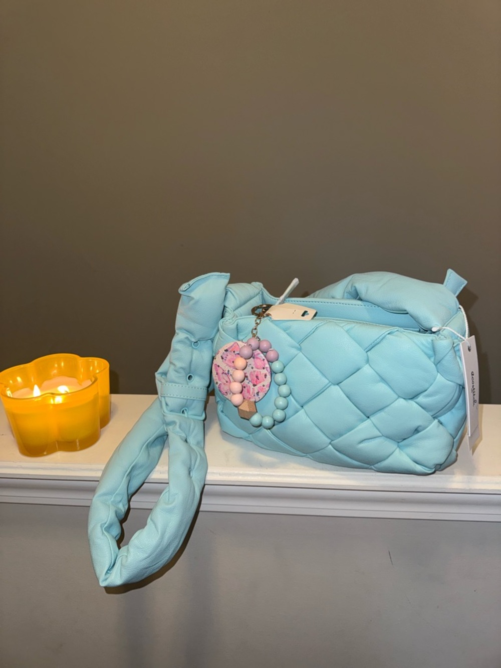 Quilted Puff Crossbody w/ Mirror Charm